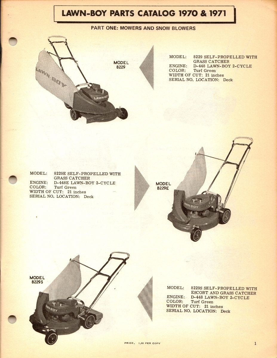 1970 71 Lawn Boy Riding Mower Parts Manual