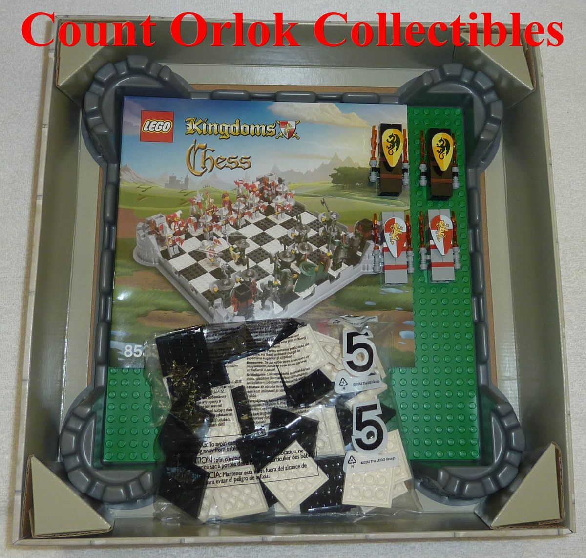 LEGO KINGDOMS/CASTLE = CHESS BOARD w/BOX, 4 PIECES + BONUS 853373 = NO