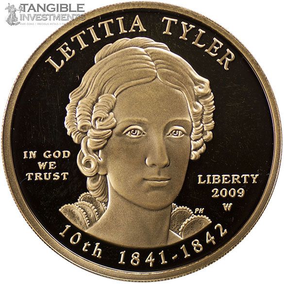 Proof 2009 W 10 Letitia Tyler First Spouse Coin 1 2ozt 9999 Gold Key