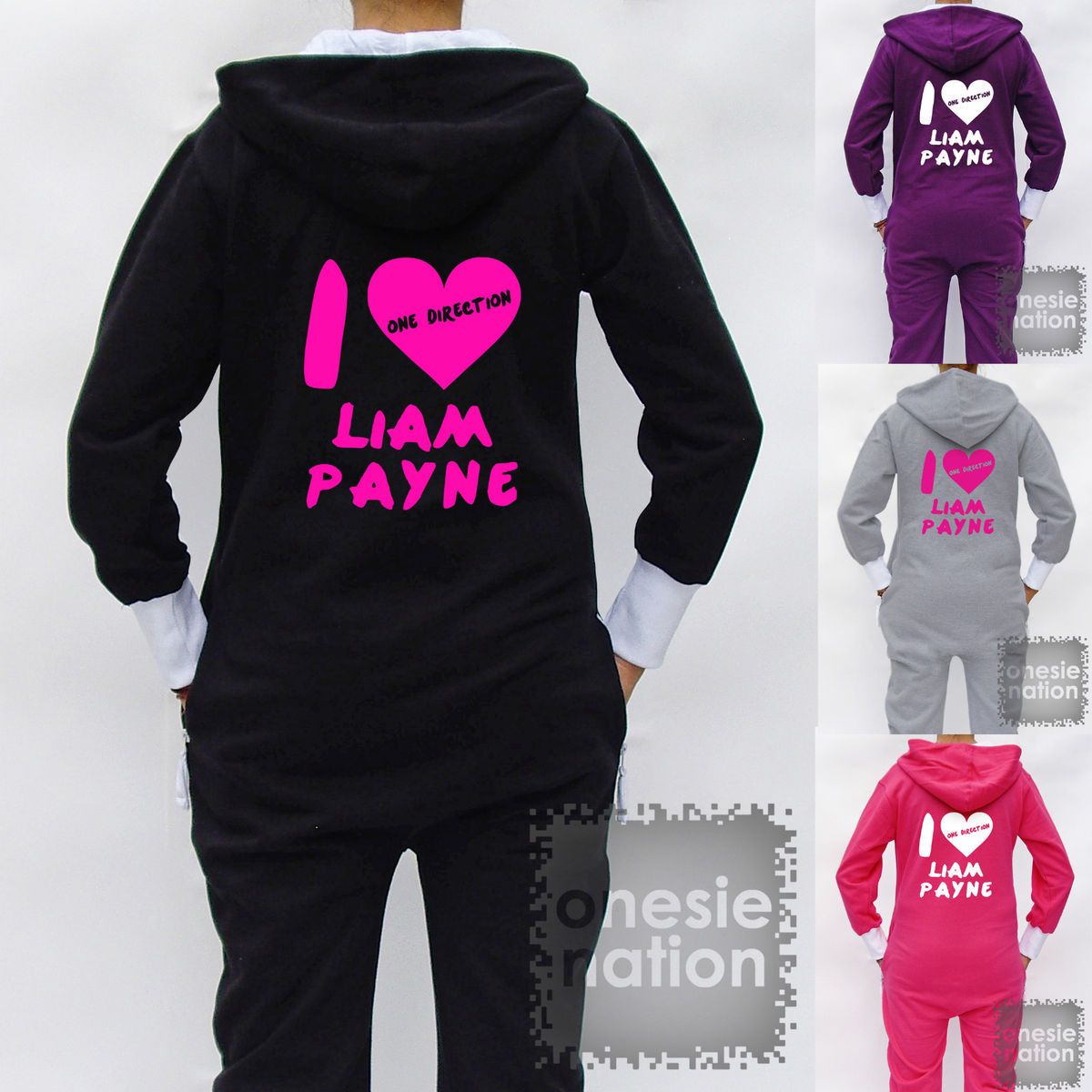 Hooded Hoodie Onesie I Love Heart Liam Payne One Direction 1D