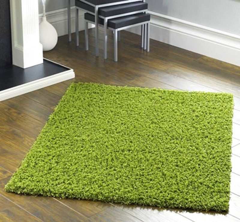 New Contemporary Large Lime Green Shaggy Rug 110 x 160