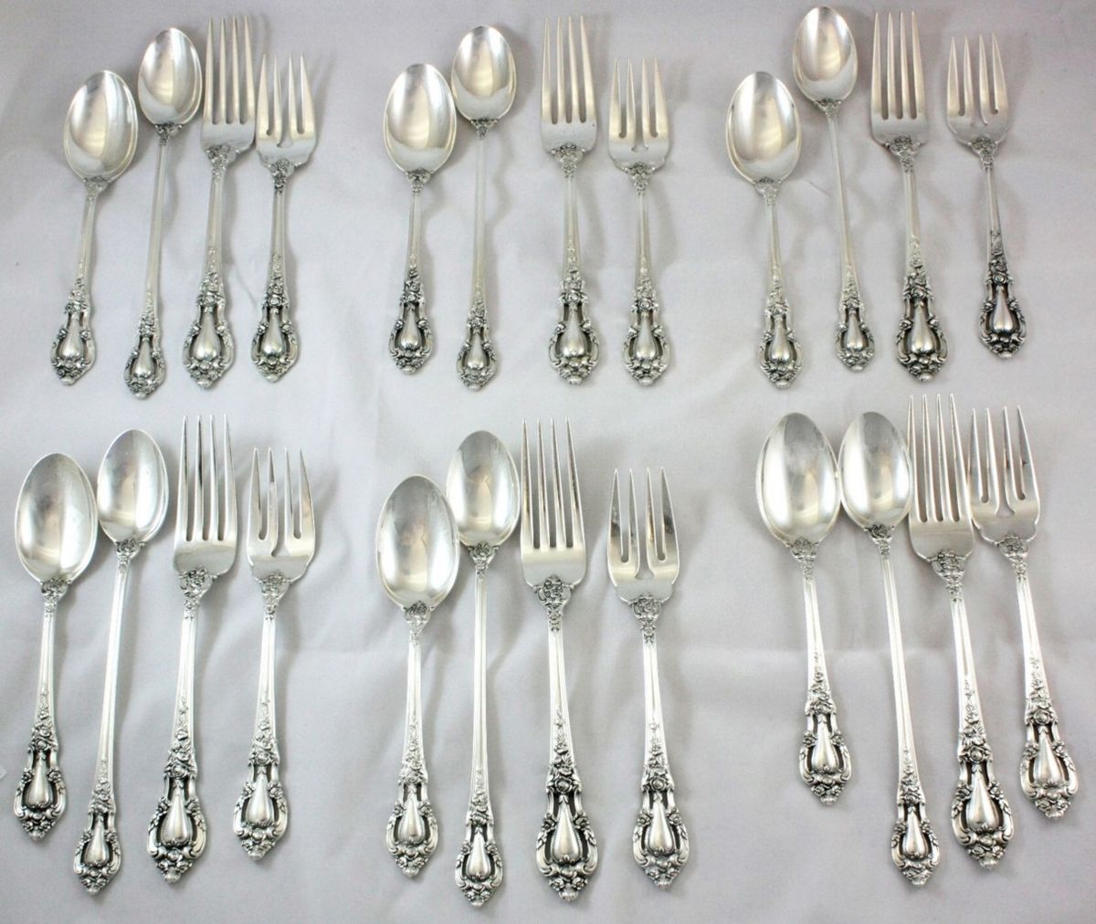 Lunt Eloquence Sterling Silver Flatware 4 Piece Set for 6 24 Pieces NO
