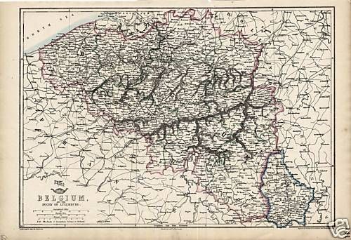 Cassells Weekly Dispatch Atlas Map Belgium Luxemburg