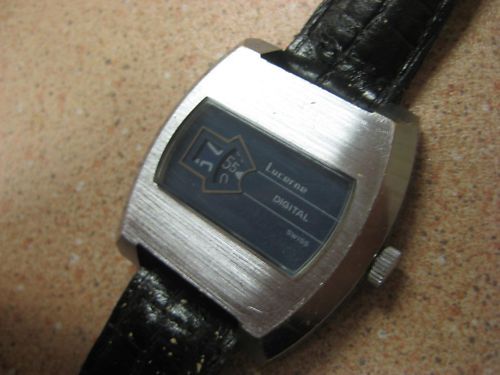 Lucerne Blue Silver Digital Jump Hour Windup Watch Mint