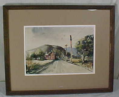 Tom Malloy Hopewell Hills Watercolor 1970 Listed Trenton NJ Artist