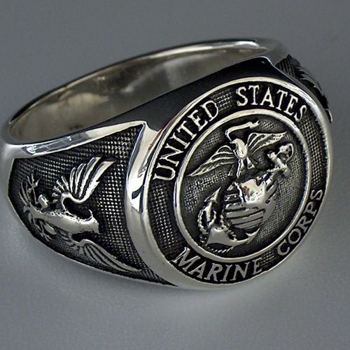 United States Army Marine Corps USMC Silver 925 Ring