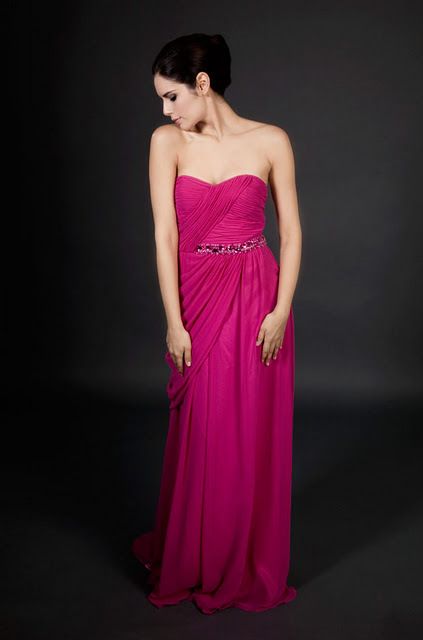 Mikael Aghal Enchanting Fuchsia Long Gown Dress 10 New