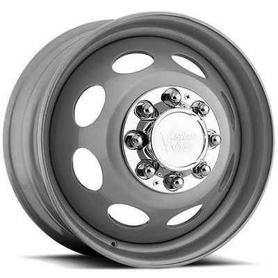 19.5x6.75 Silver Vision Heavy Hauler Dually Front Wheels 8x210 +135