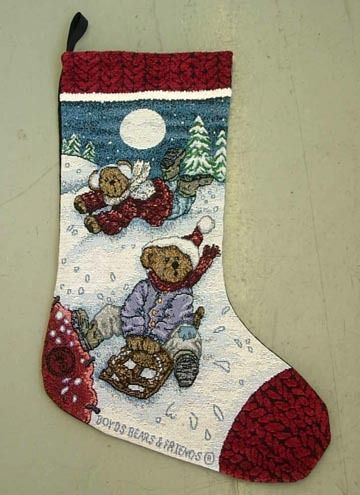 Boyds Bears ENJOY THE RIDE Tapestry Christmas Stocking