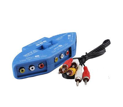 Way Audio Video AV RCA Composite Switch Switcher Splitter+Cable for