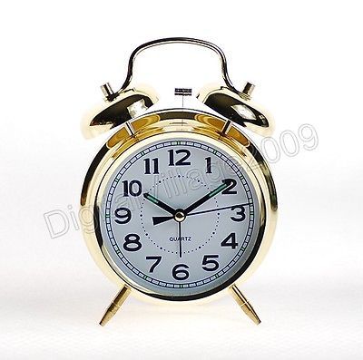 Old Style Battery Powered Quartz Alarm Clock   Gold Colour   Large