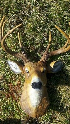 BUCK DEER HEAD 8 POINT LARGE WHITETAIL MOUNT FAUX