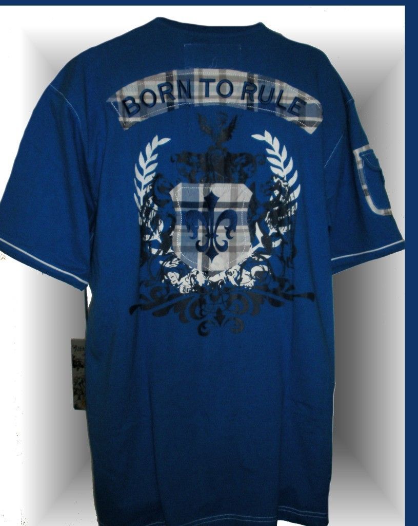 BORN TO RULE SHIRT BRAND NEW MENS SIZE 3XL ATTITUDE GOLD ROYAL BLUE