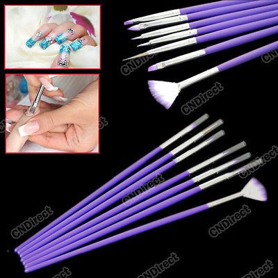 New Fashion 7 PCS Purple Nail Art Design Pen Tools Dotting Brush Set