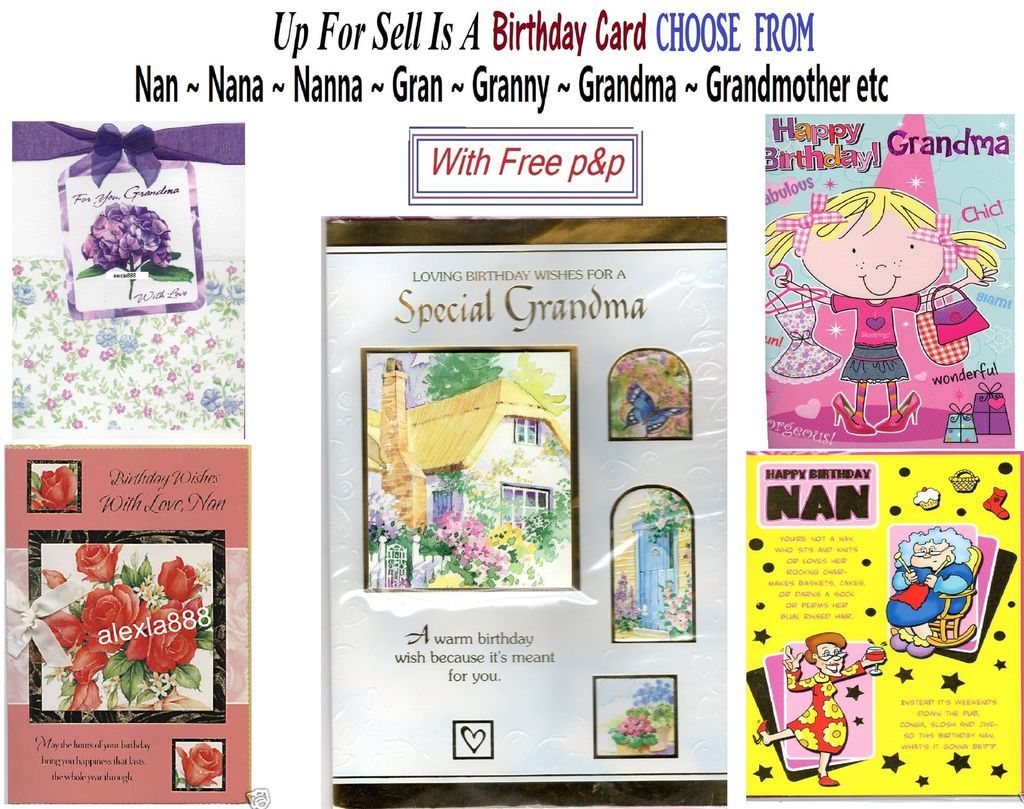 Nan Nanna Nana Nanny Gran Grandma Grandmother Birthday Card For To
