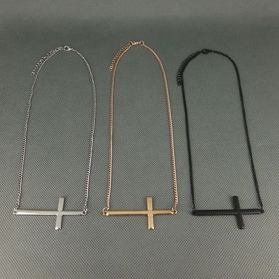 Unique Personality Punk Style Metal Cross Pendant Chain Necklace