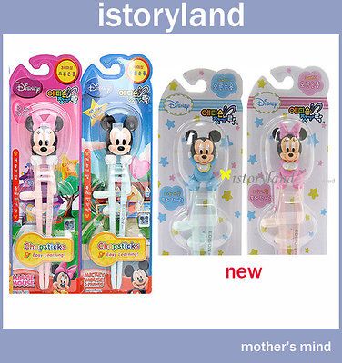 NEW Mickey Minnie Edison Training Chopsticks for Kids + gift stiker