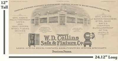 AMAZING 1917 COLLINS BANK FIXTURES, SAFE, VAULT COMPANY ADVERTISTING