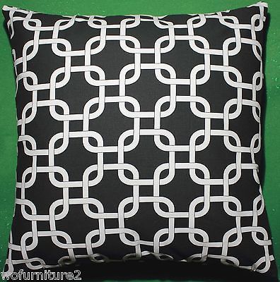 Charcoal & White Chains Trellis Striped Decorative Throw Pillow Cover