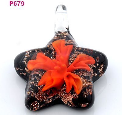 1pcs handmade flower star lampwork Murano art glass beaded pendant