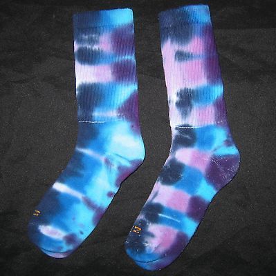 ORGANIC Tie Dye Womans Socks Purple & Blue Tye Dyed 9 11 Hippie Made