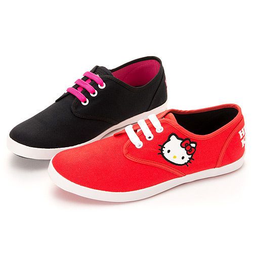Sanrio Hello Kitty Ladys Comfy Casual Sneakers Shoes in Red, Black