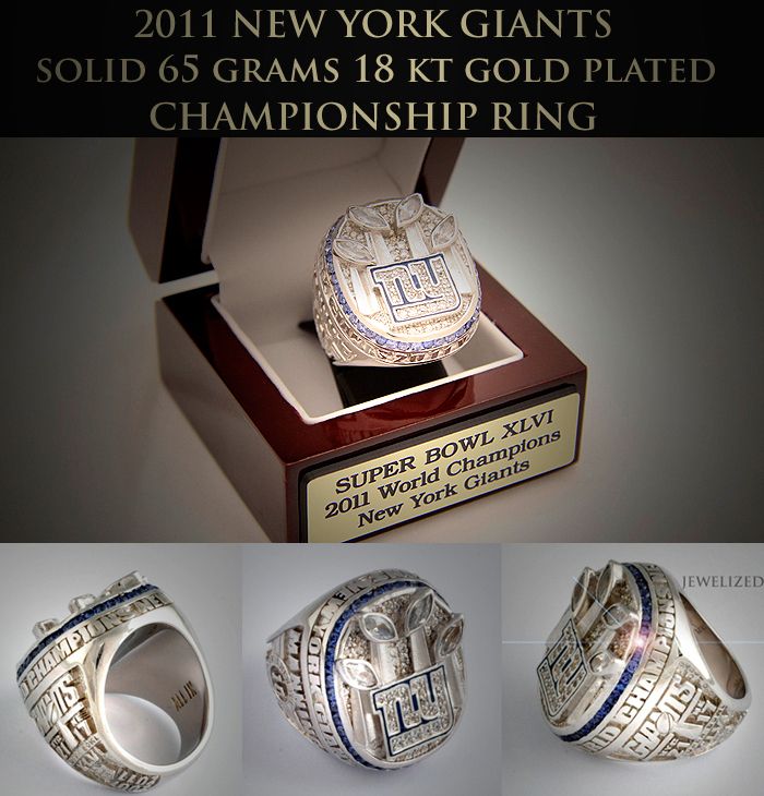 NFL 2011 New York Giants Super Bowl Gold Plated Championship Ring