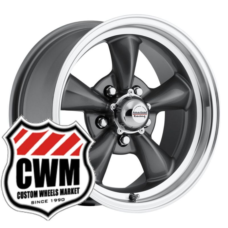 15x6 Charcoal Gray Aluminum Wheels Rims 5x4 75 for Chevy rwd Cars 82