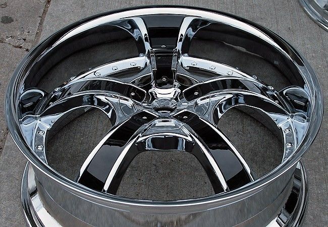 22 Starr 663 Triple Chrome Wheels Rims Tires Pkg Black Inserts 5x127