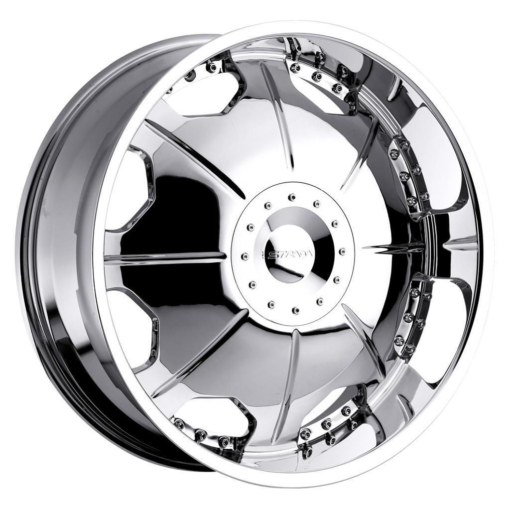 24 inch Strada Mirror Chrome Wheels Rims 6x5 5 GMC Yukon Chevy Tahoe